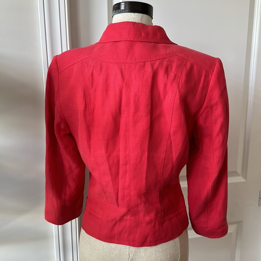 White House, Black market size 6 linen blend blazer coral color - Picture 3 of 14